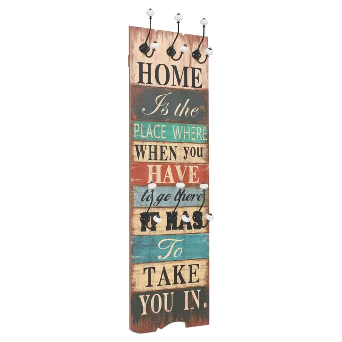 Cuier de perete cu 6 cârlige, 120 x 40 cm, HOME IS - WALTI WALTI