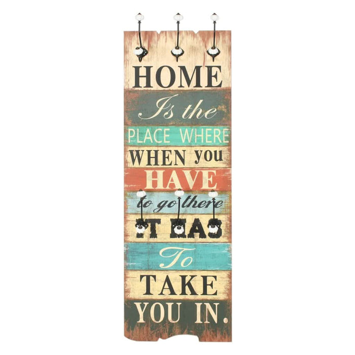 Cuier de perete cu 6 cârlige, 120 x 40 cm, HOME IS - WALTI WALTI
