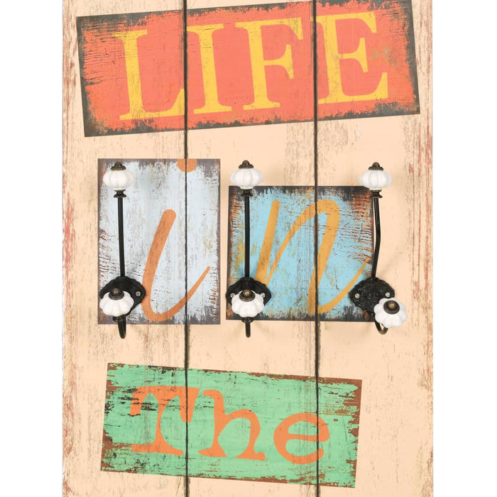 Cuier de perete cu 6 cârlige, 120 x 40 cm, LIVE LIFE - WALTI WALTI