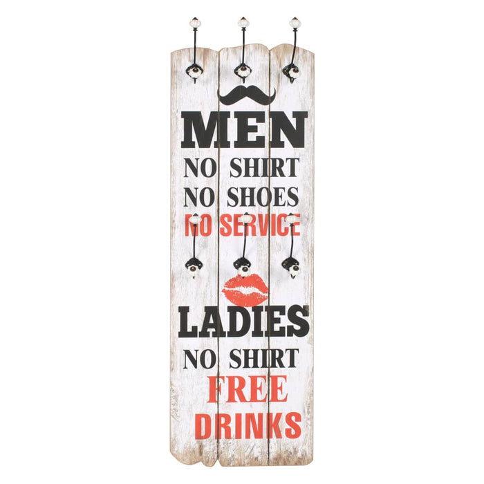Cuier de perete cu 6 cârlige MEN LADIES, 120 x 40 cm - WALTI WALTI