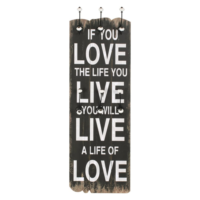 Cuier de perete cu 6 cârlige, 120 x 40 cm, LOVE LIFE WALTI