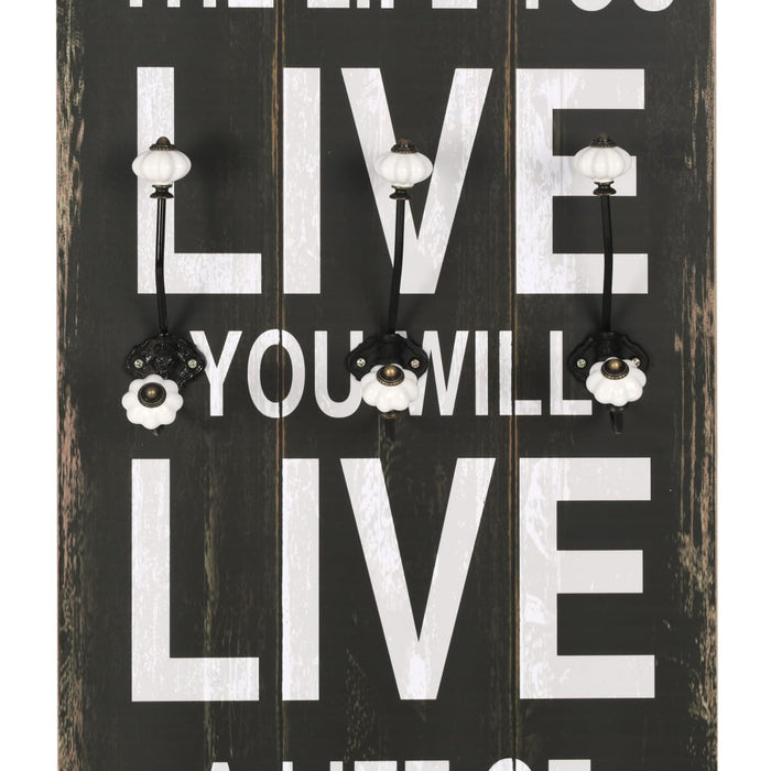 Cuier de perete cu 6 cârlige, 120 x 40 cm, LOVE LIFE WALTI