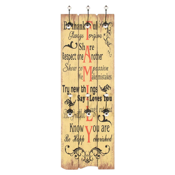 Cuier de perete cu 6 cârlige FAMILY, 120 x 40 cm - WALTI WALTI