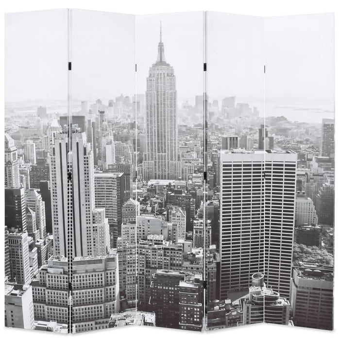 Paravan cameră pliabil, 200x170 cm, New York pe zi, alb/negru - WALTI WALTI