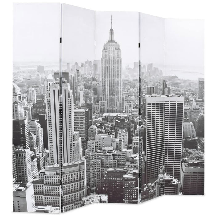 Paravan cameră pliabil, 200x170 cm, New York pe zi, alb/negru - WALTI WALTI