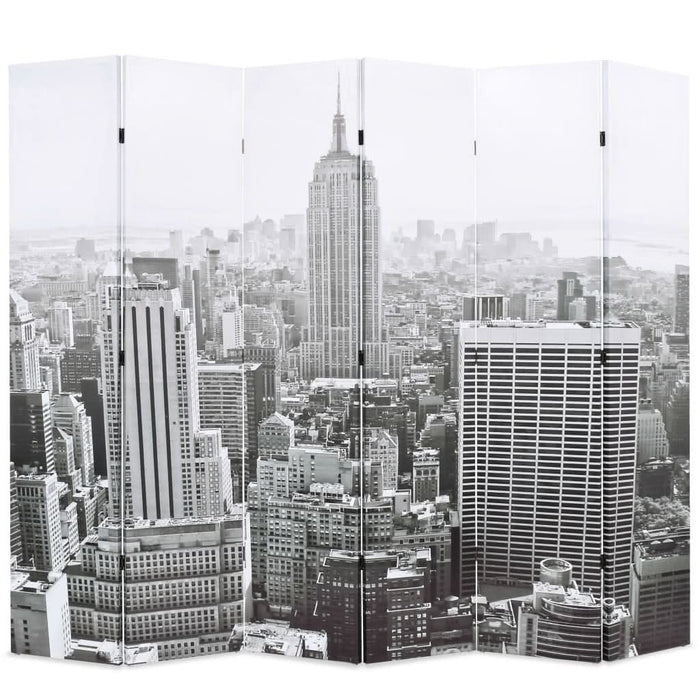 Paravan cameră pliabil, 228 x 170 cm, New York pe zi, alb/negru - WALTI WALTI