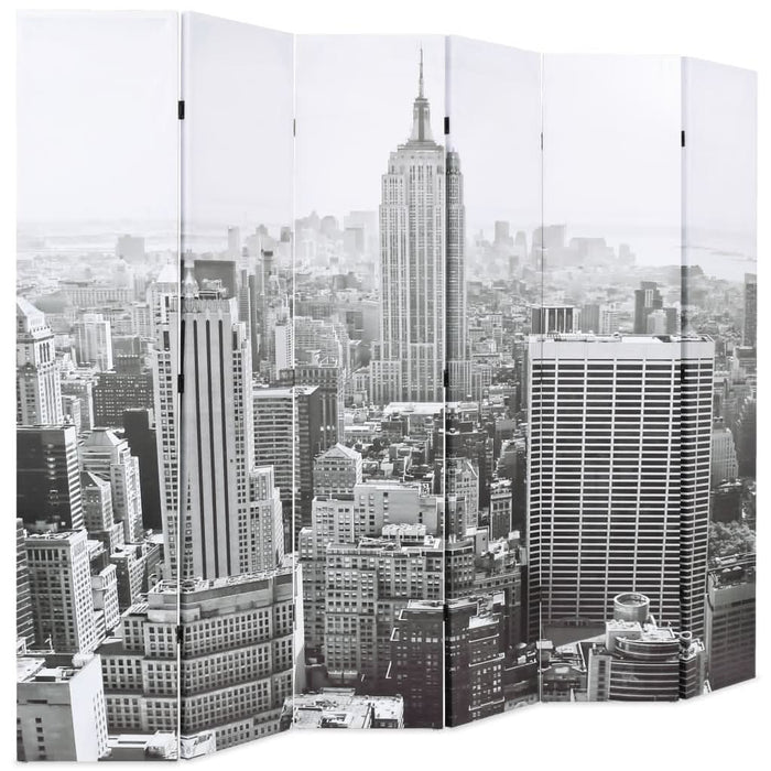 Paravan cameră pliabil, 228 x 170 cm, New York pe zi, alb/negru - WALTI WALTI