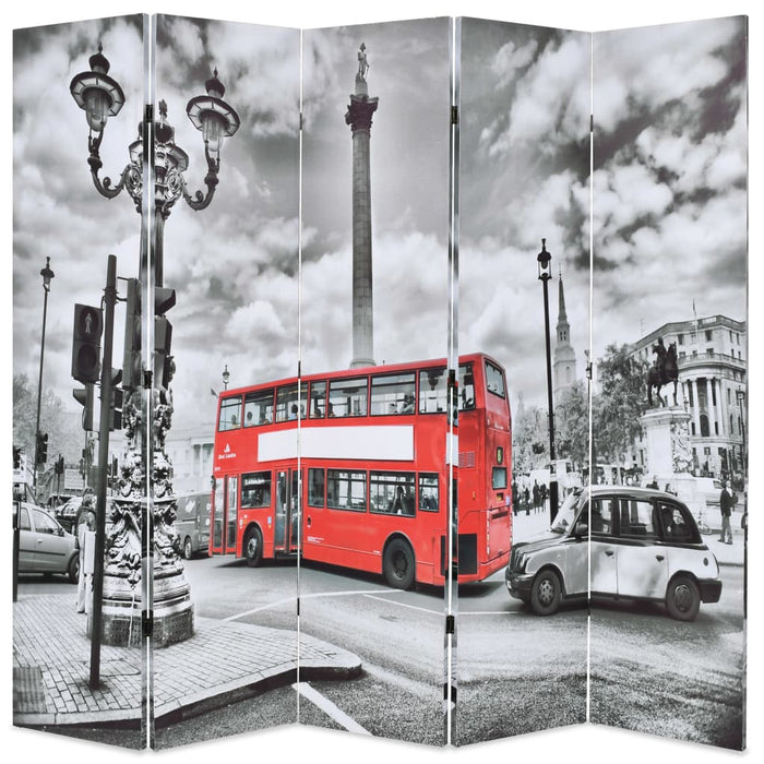 Paravan cameră pliabil, 200x170 cm, autobuz londonez, negru/alb - WALTI WALTI
