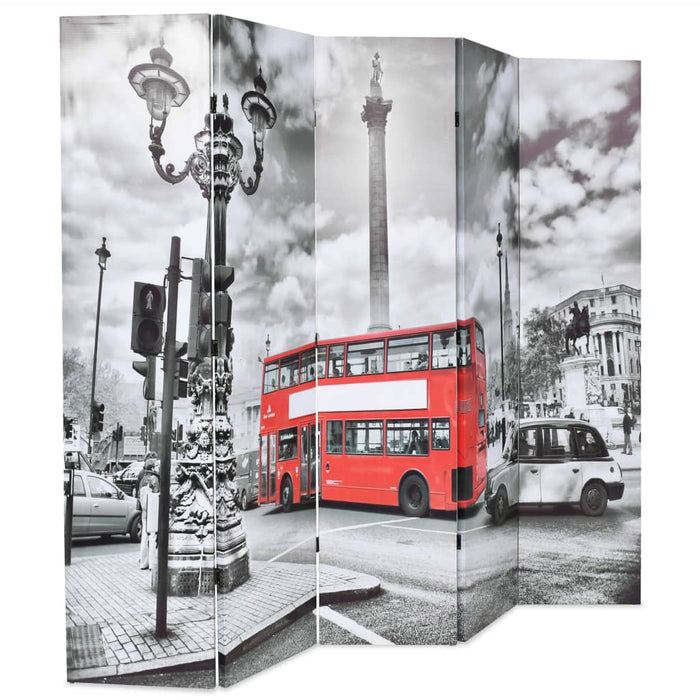 Paravan cameră pliabil, 200x170 cm, autobuz londonez, negru/alb - WALTI WALTI