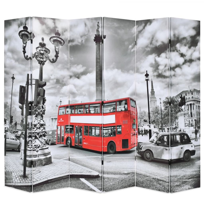 Paravan cameră pliabil, 228x170 cm, imprimeu autobuz, negru/alb - WALTI WALTI
