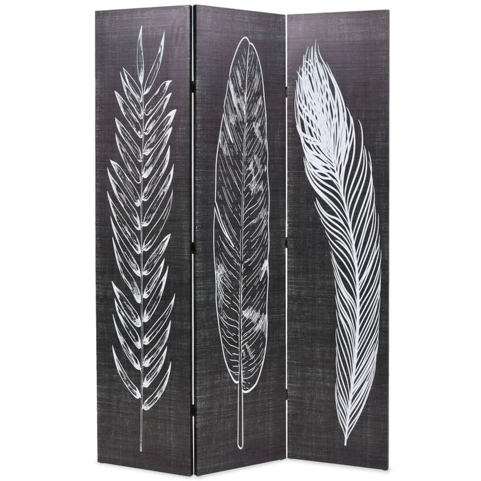 Paravan cameră pliabil, negru&alb, 120 x 170 cm, imprimeu pene - WALTI WALTI