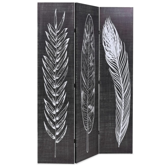 Paravan cameră pliabil, negru&alb, 120 x 170 cm, imprimeu pene - WALTI WALTI