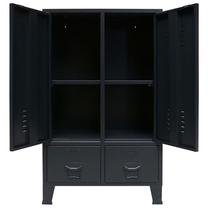 Șifonier, stil industrial, 67 x 35 x 107 cm, negru, metal - WALTI WALTI
