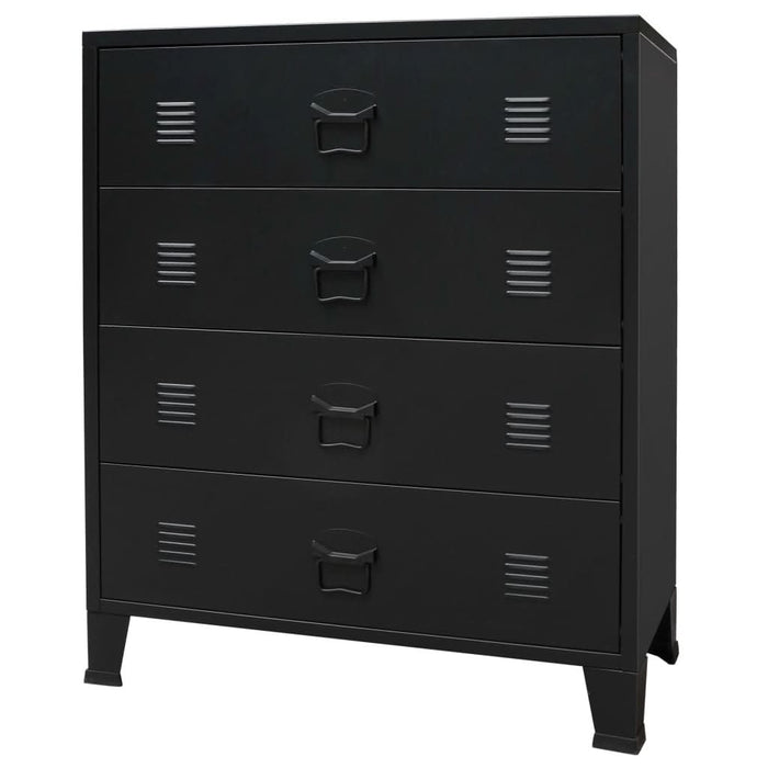 Comodă sertare, metal, stil industrial, 78x40x93 cm, negru - WALTI WALTI