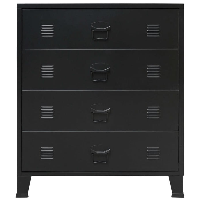 Comodă sertare, metal, stil industrial, 78x40x93 cm, negru - WALTI WALTI