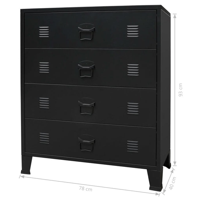 Comodă sertare, metal, stil industrial, 78x40x93 cm, negru - WALTI WALTI