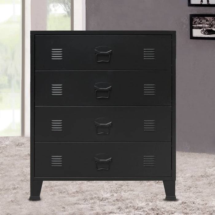 Comodă sertare, metal, stil industrial, 78x40x93 cm, negru - WALTI WALTI