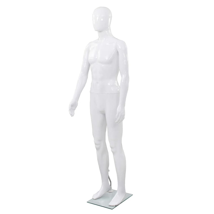 Corp manechin masculin, cu suport din sticlă, alb lucios 185 cm - WALTI WALTI