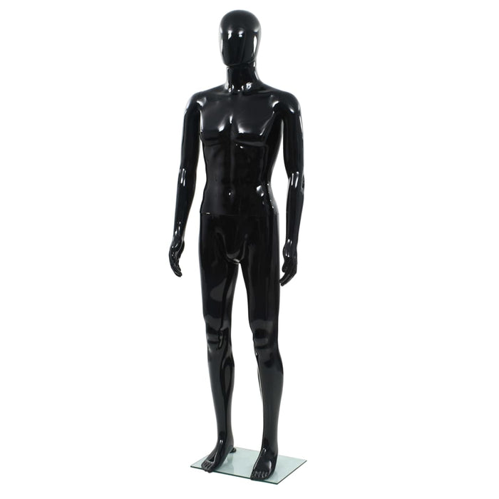 Corp manechin masculin, suport din sticlă, negru lucios, 185 cm - WALTI WALTI