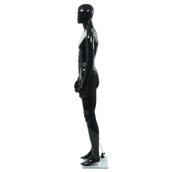Corp manechin masculin, suport din sticlă, negru lucios, 185 cm - WALTI WALTI