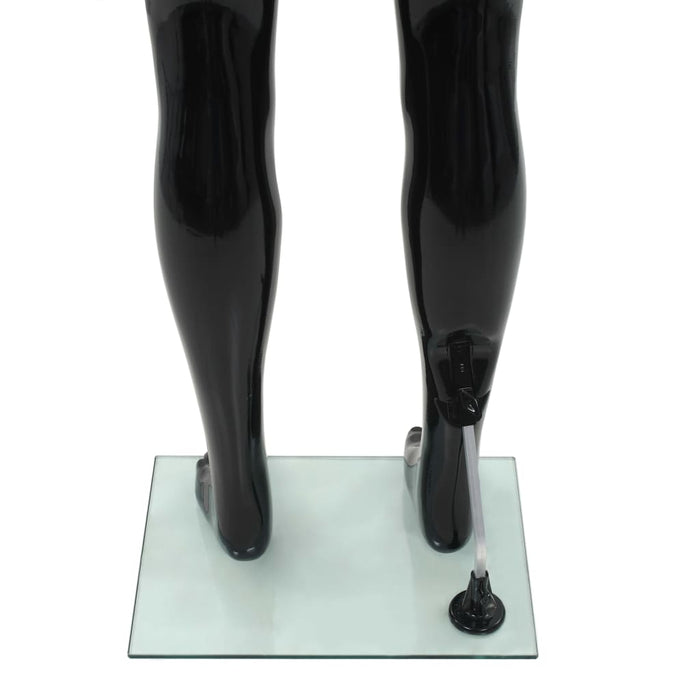 Corp manechin masculin, suport din sticlă, negru lucios, 185 cm - WALTI WALTI