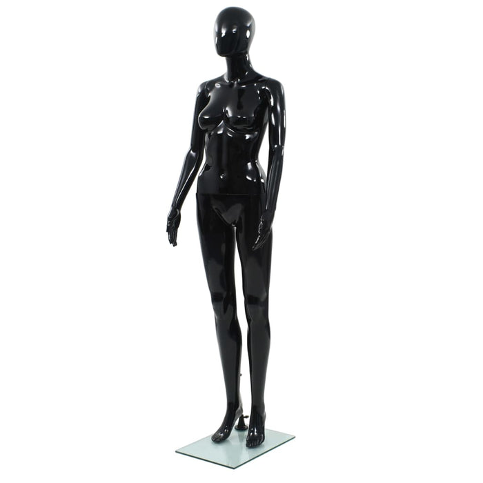 Corp manechin feminin, suport din sticlă, negru lucios, 175 cm - WALTI WALTI