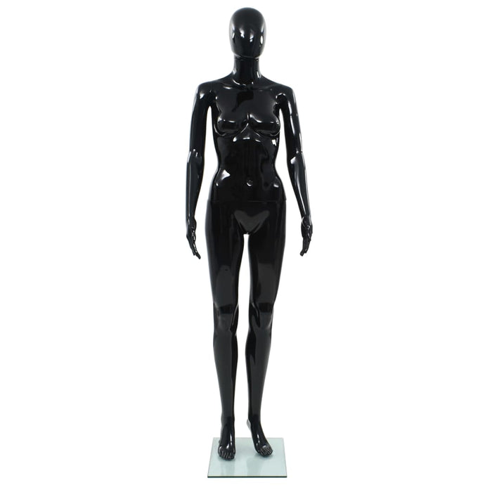 Corp manechin feminin, suport din sticlă, negru lucios, 175 cm - WALTI WALTI