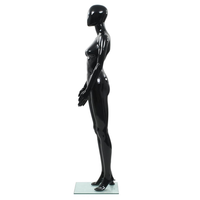 Corp manechin feminin, suport din sticlă, negru lucios, 175 cm - WALTI WALTI