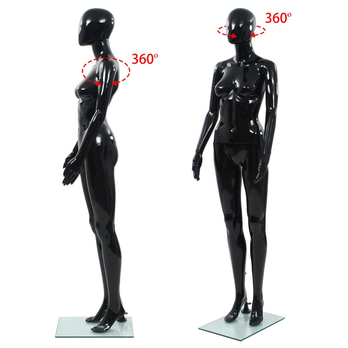 Corp manechin feminin, suport din sticlă, negru lucios, 175 cm - WALTI WALTI