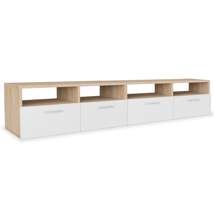 Comode TV 2 buc, PAL, 95x35x36 cm, stejar și alb - WALTI WALTI