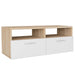 Comode TV 2 buc, PAL, 95x35x36 cm, stejar și alb - WALTI WALTI