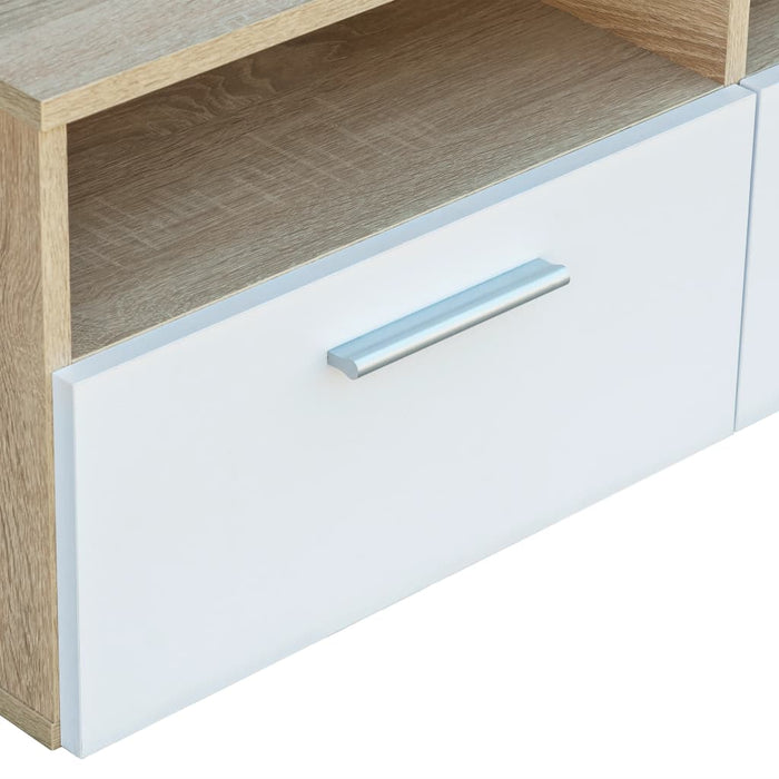Comode TV 2 buc, PAL, 95x35x36 cm, stejar și alb - WALTI WALTI