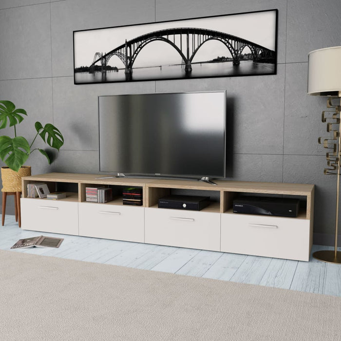 Comode TV 2 buc, PAL, 95x35x36 cm, stejar și alb - WALTI WALTI
