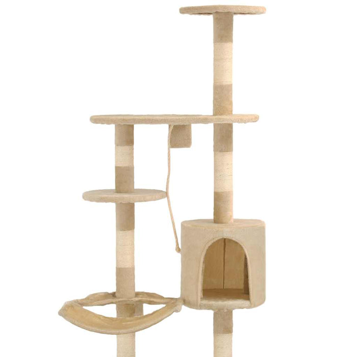Ansamblu pisici, stâlpi sisal, montare perete, 194 cm, bej - WALTI WALTI