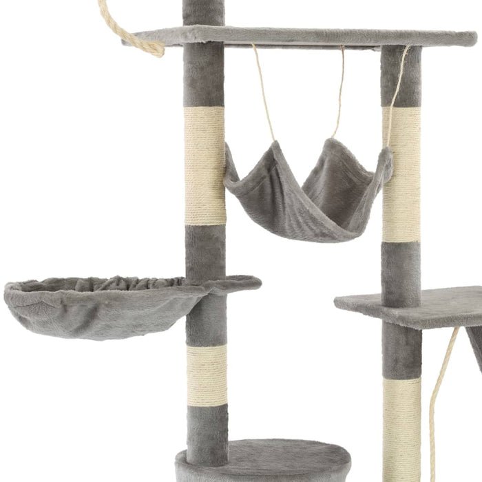 Ansamblu pentru pisici, stâlpi din funie sisal, 230-250 cm, gri - WALTI WALTI