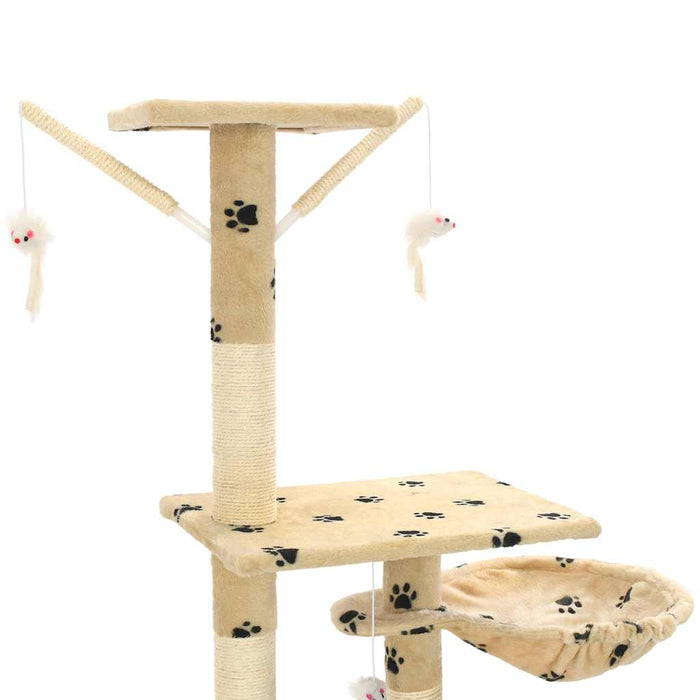 Ansamblu pisici cu funie sisal, 230-250 cm imprimeu lăbuțe, bej - WALTI WALTI
