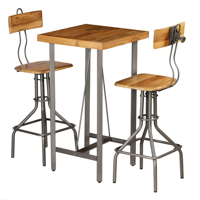 Set de bar, 3 piese, lemn masiv de tec reciclat WALTI
