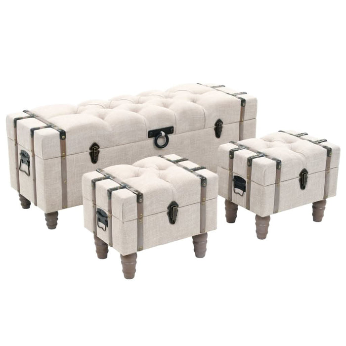 Set bancă depozitare 3 buc, lemn masiv și oțel, 112x37x45 cm - WALTI WALTI