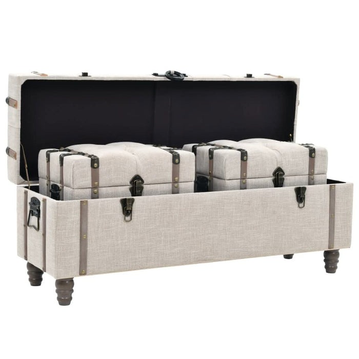 Set bancă depozitare 3 buc, lemn masiv și oțel, 112x37x45 cm - WALTI WALTI