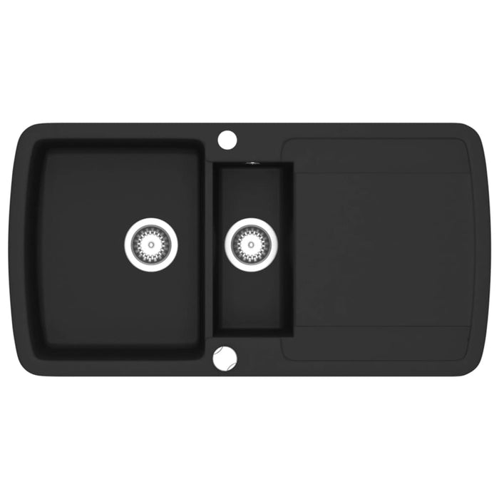 Chiuvetă de bucătărie din granit cu două cuve, negru - WALTI WALTI