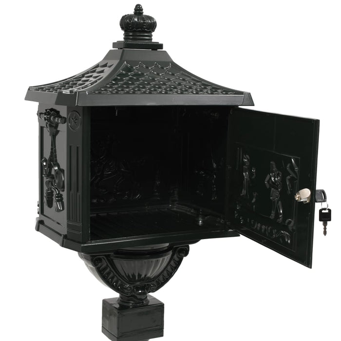 Cutie poștală cu picior, aluminiu, vintage, inoxidabil, verde - WALTI WALTI