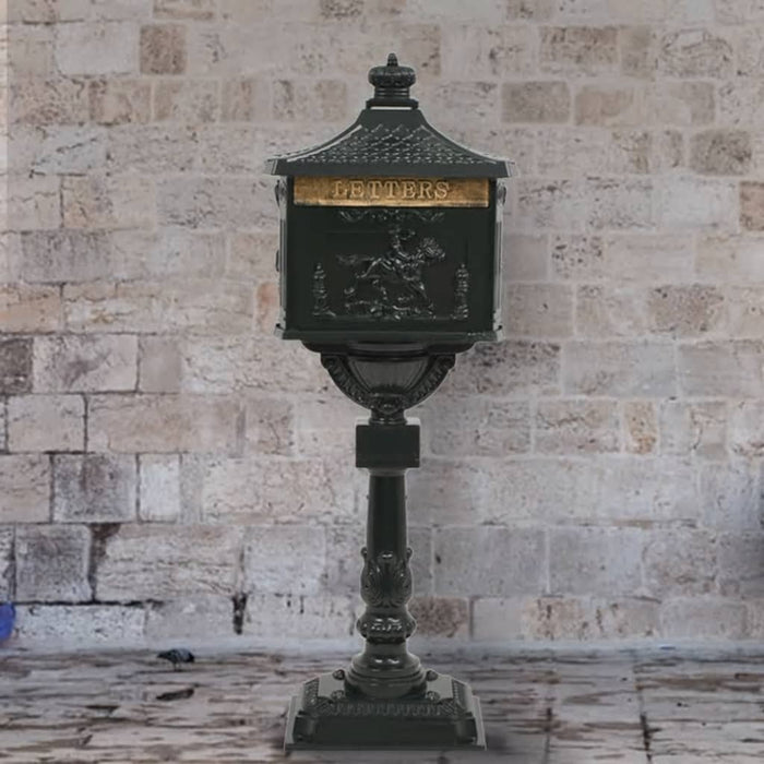 Cutie poștală cu picior, aluminiu, vintage, inoxidabil, verde - WALTI WALTI