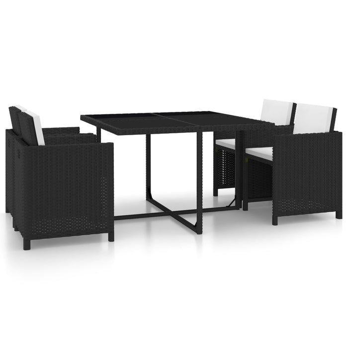 Set mobilier de exterior cu perne, 5 piese, negru, poliratan - WALTI WALTI