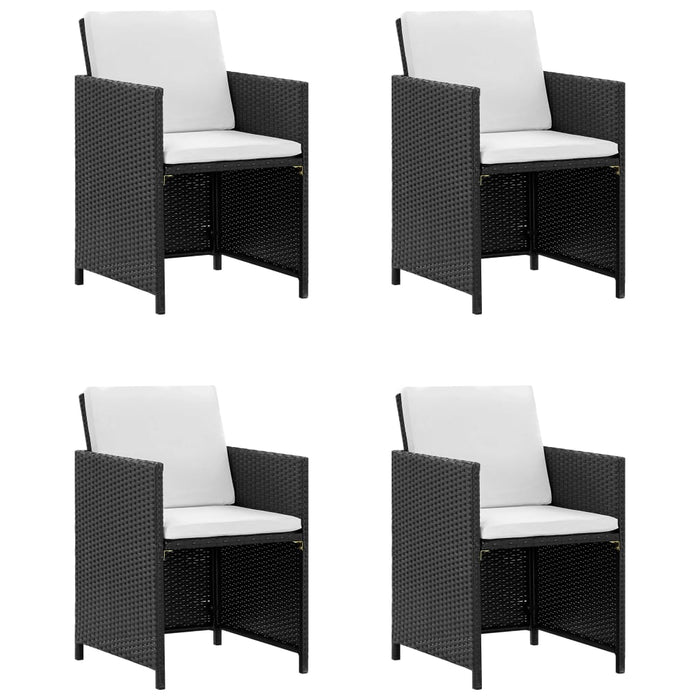 Set mobilier de exterior cu perne, 5 piese, negru, poliratan - WALTI WALTI
