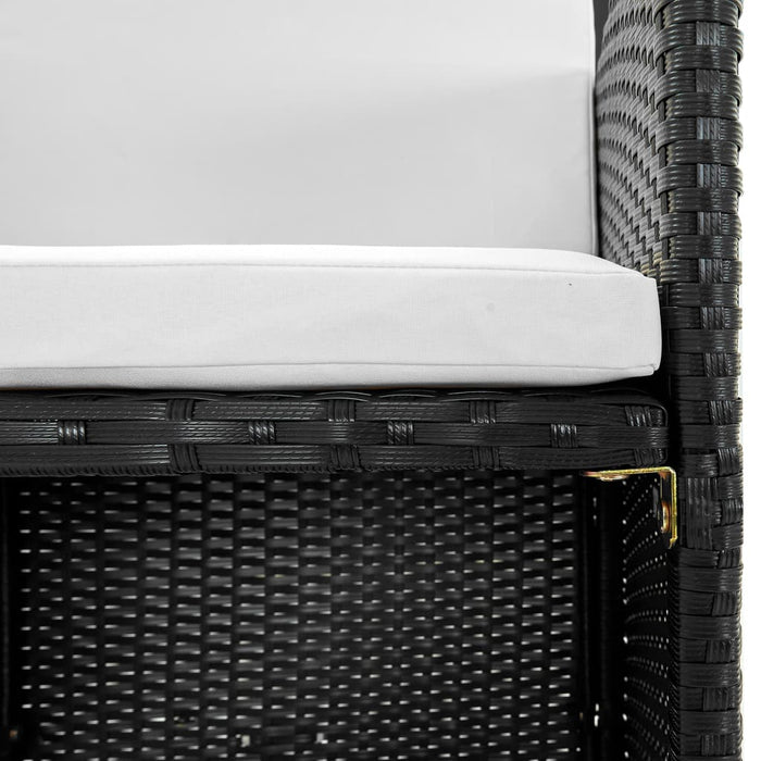 Set mobilier de exterior cu perne, 5 piese, negru, poliratan - WALTI WALTI