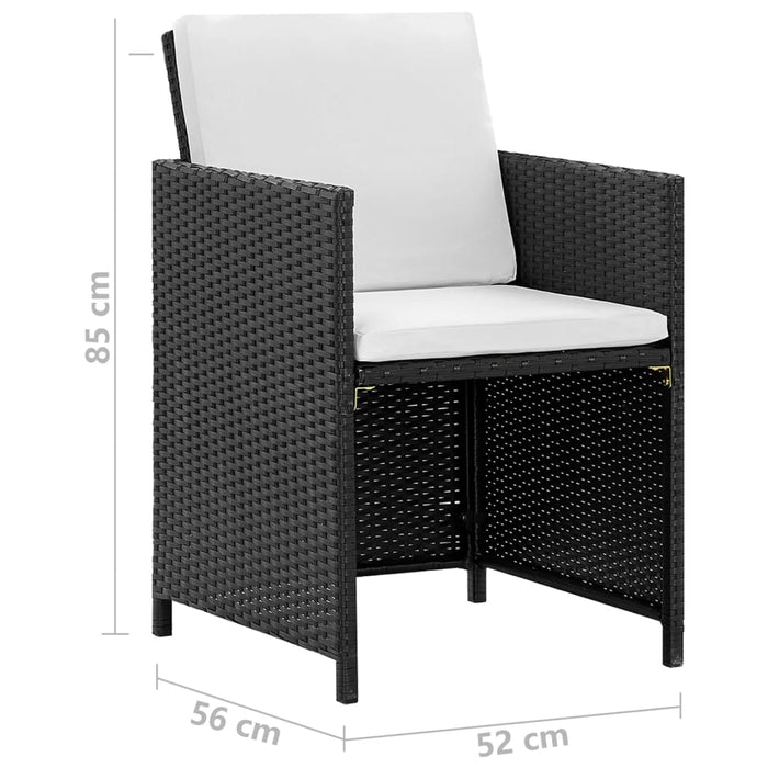 Set mobilier de exterior cu perne, 5 piese, negru, poliratan - WALTI WALTI