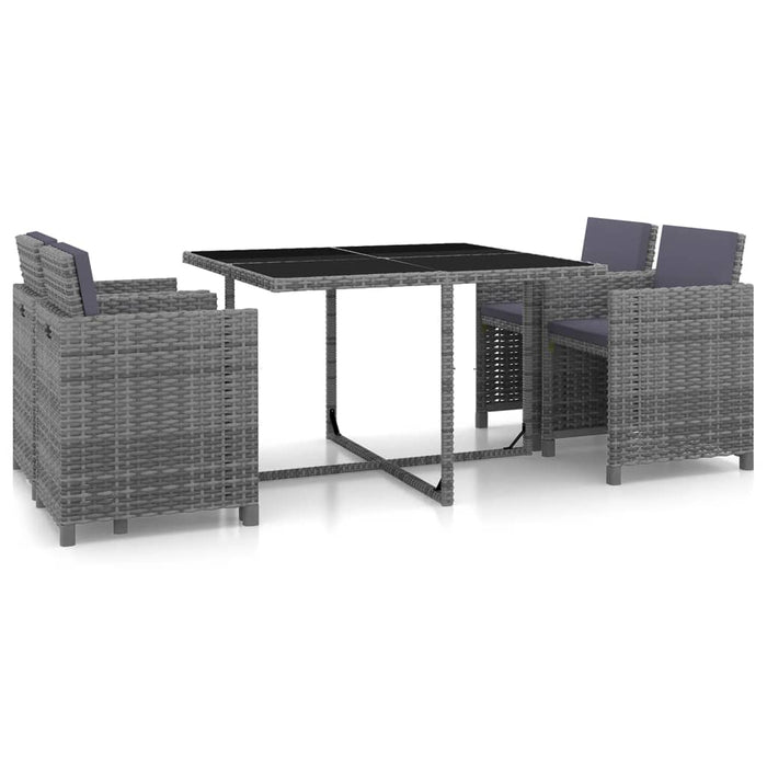 Set mobilier de exterior cu perne, 5 piese, gri, poliratan - WALTI WALTI