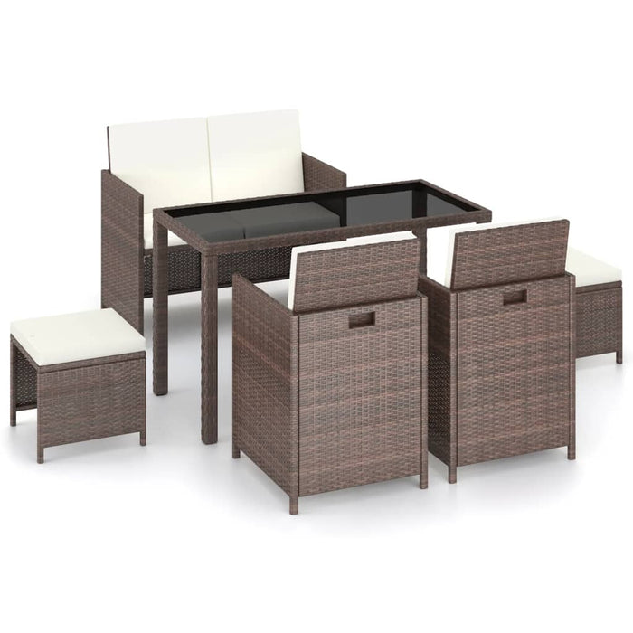 Set mobilier de exterior cu perne, 6 piese, maro, poliratan - WALTI WALTI