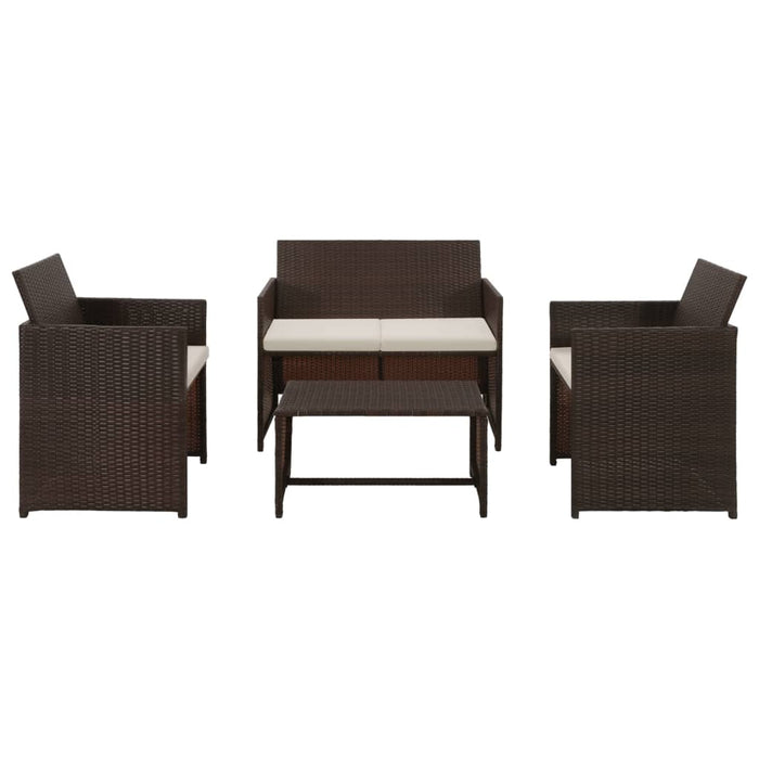 Set mobilier de grădină cu perne, 4 piese, maro, poliratan - WALTI WALTI