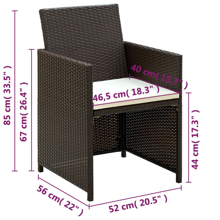 Set mobilier de grădină cu perne, 4 piese, maro, poliratan - WALTI WALTI